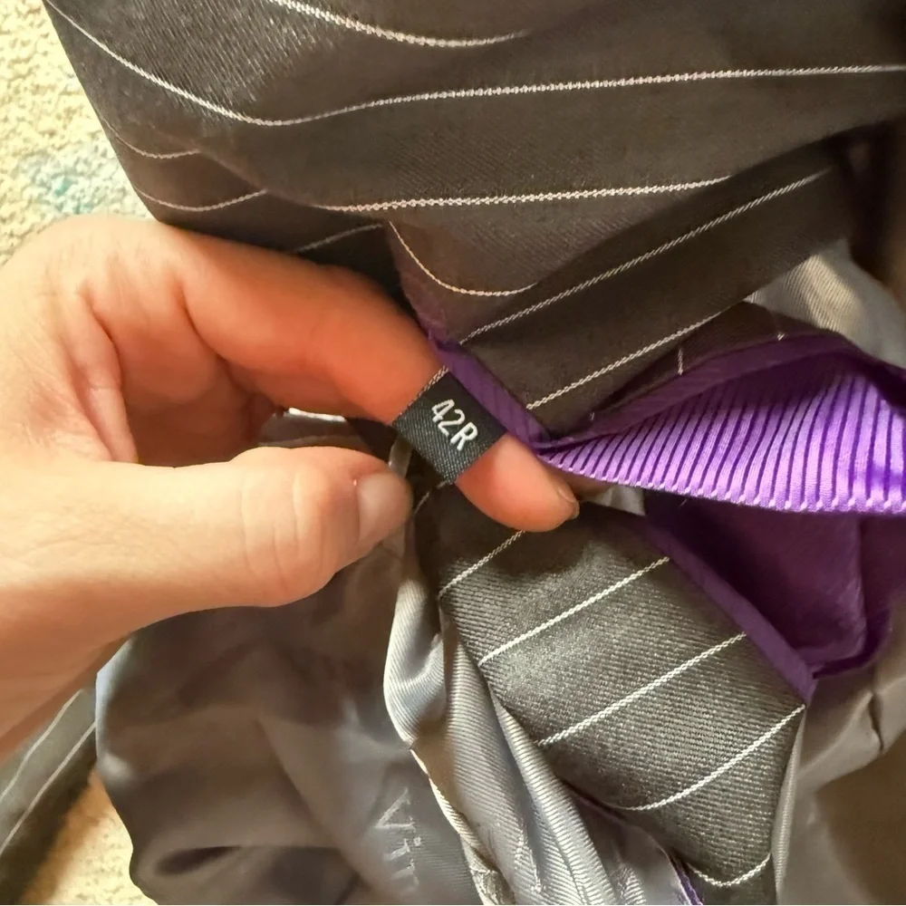 Vinci Designed in Italy Gray Pinstripe Double-Breasted Blazer Sport Coat 42R